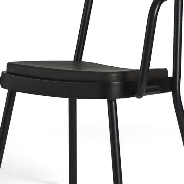 Matte Black Stainless Steel and Walnut Dining Chair