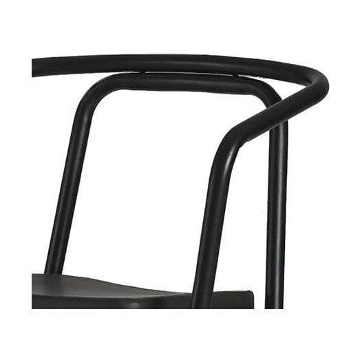 Matte Black Stainless Steel and Walnut Dining Chair