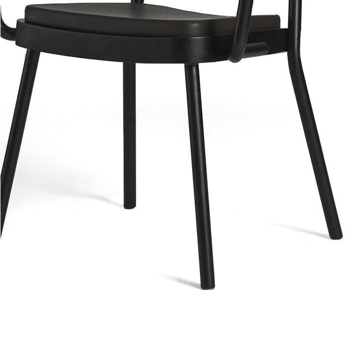Matte Black Stainless Steel and Walnut Dining Chair