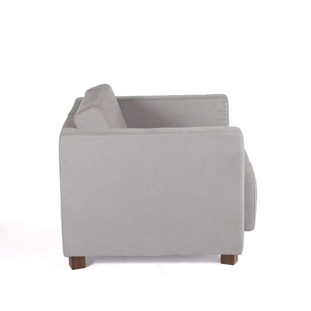 Light Grey Walnut and Fabric Lounge Chair