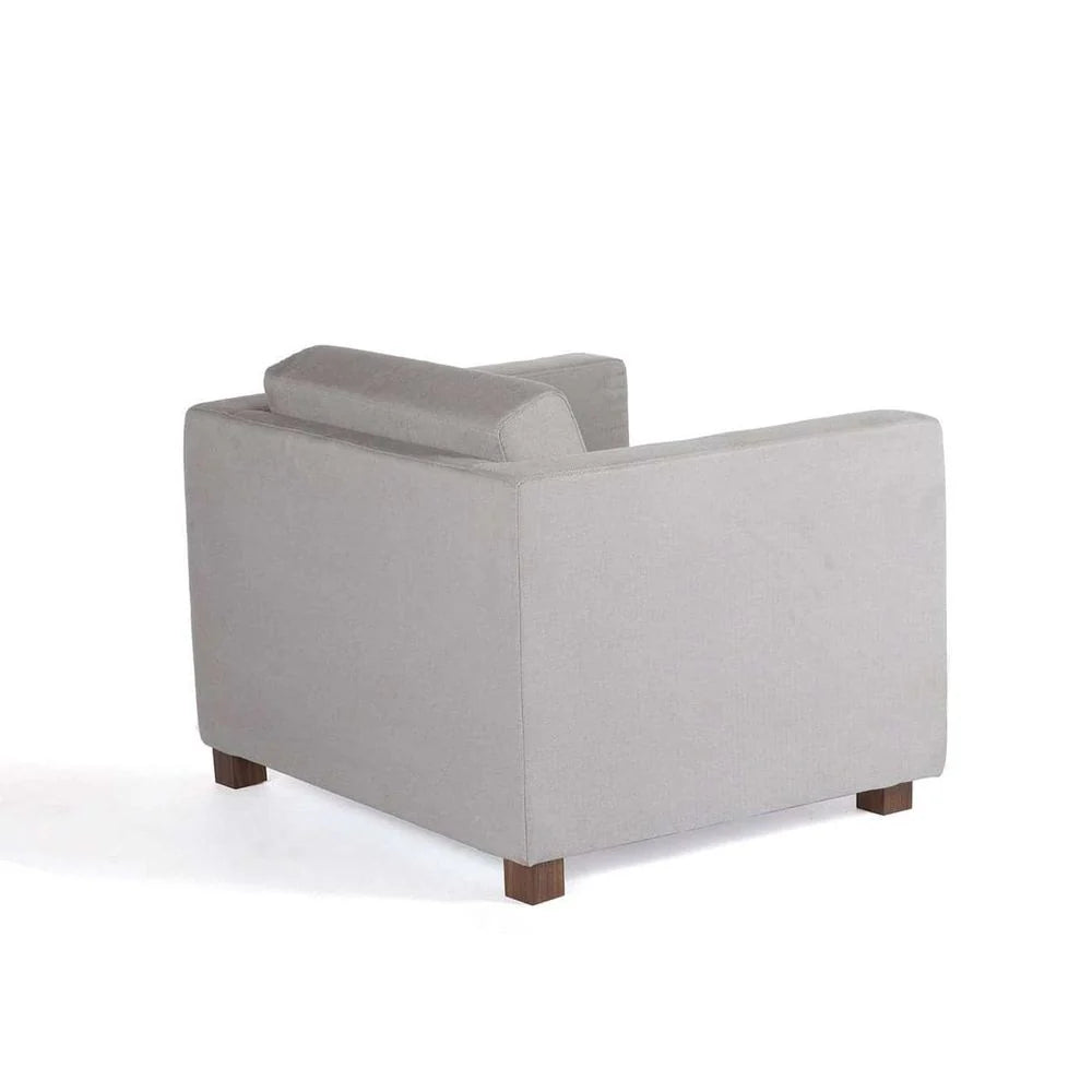 Light Grey Walnut and Fabric Lounge Chair