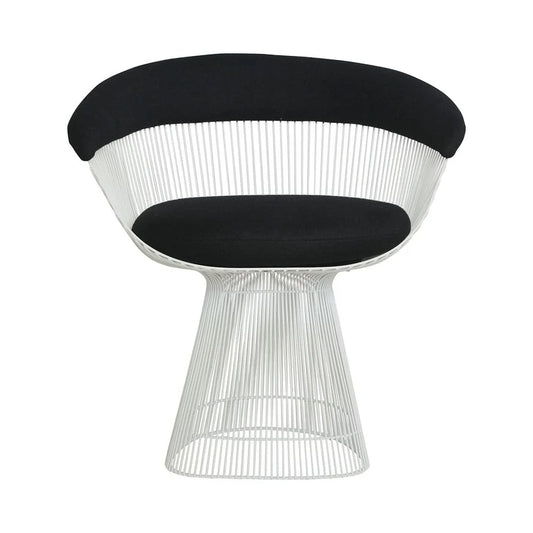 Stainless Steel and Fabric Dining Chair in Black and White