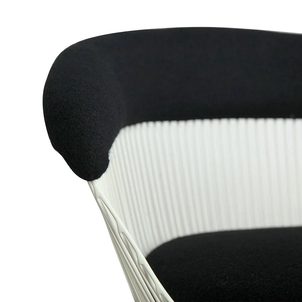 Stainless Steel and Fabric Dining Chair in Black and White