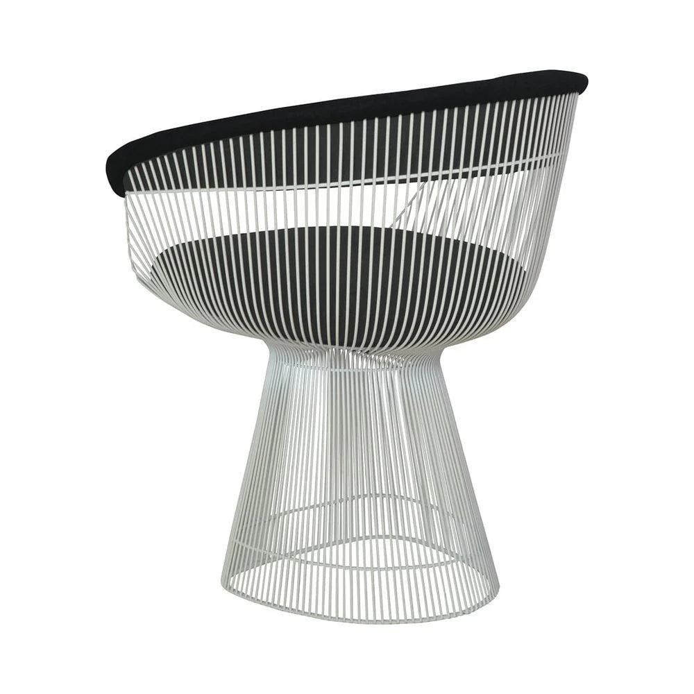 Stainless Steel and Fabric Dining Chair in Black and White