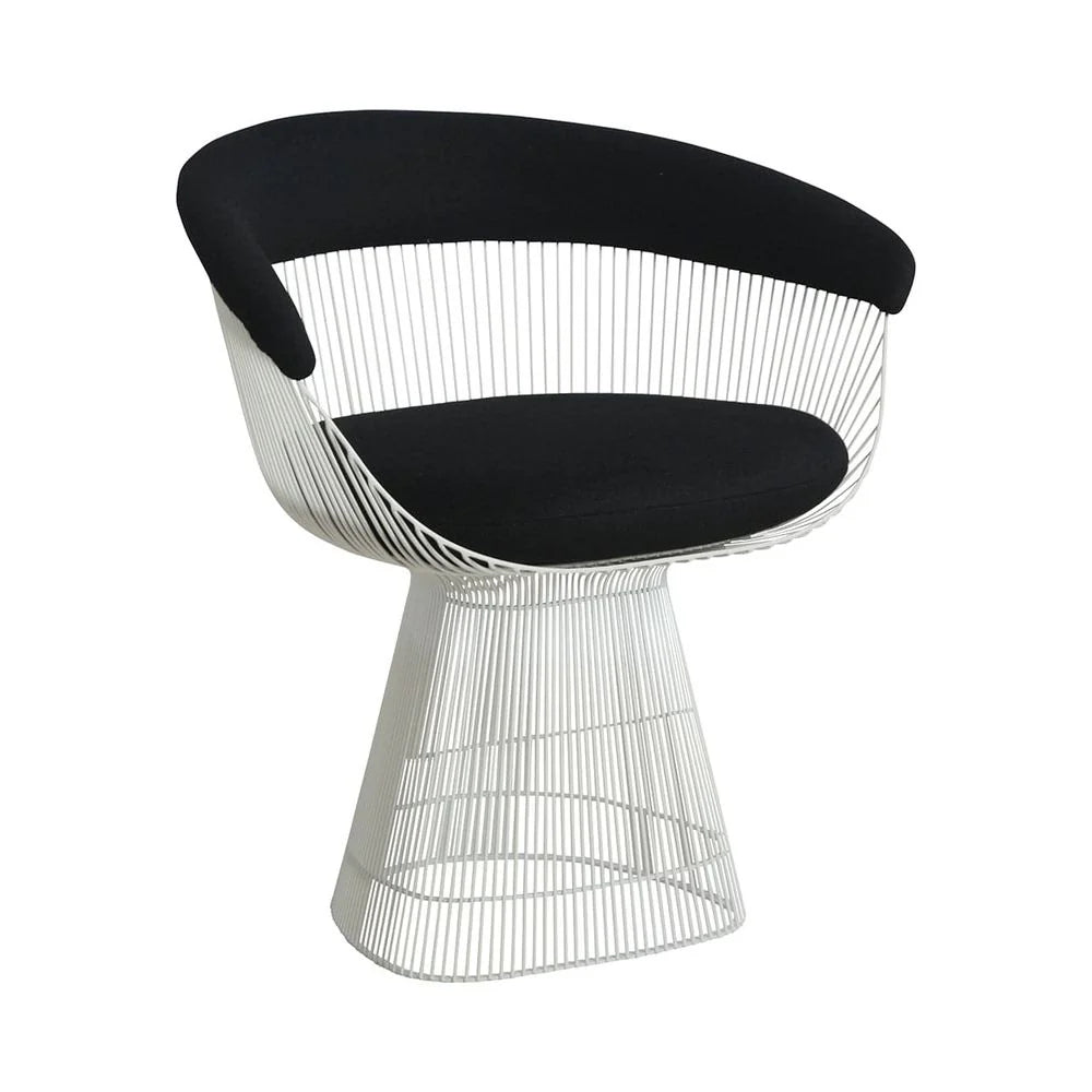 Stainless Steel and Fabric Dining Chair in Black and White