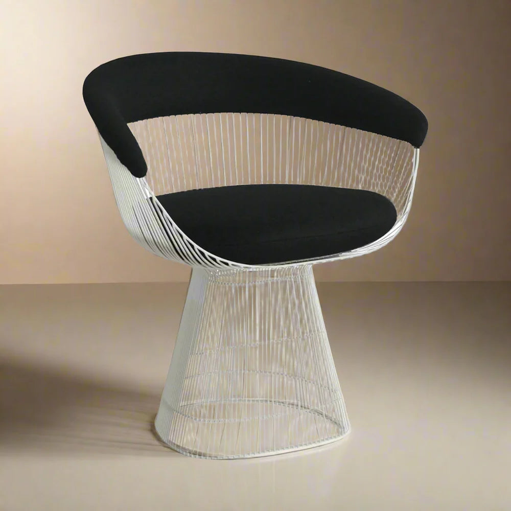 Stainless Steel and Fabric Dining Chair in Black and White