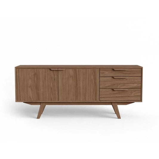 Walnut Veneer Credenza with Acacia Legs, 71-Inch