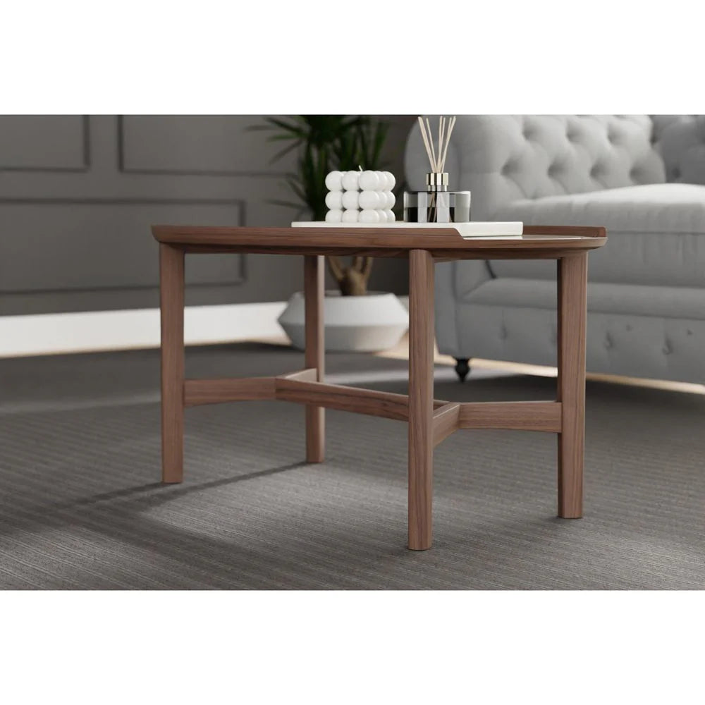 White Marble and Acacia Coffee Table