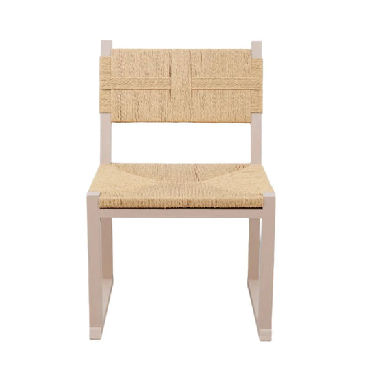 Ivory Teak and Seagrass Dining Chair
