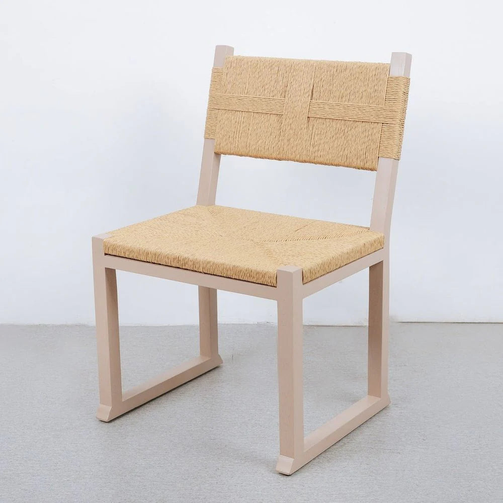 Ivory Teak and Seagrass Dining Chair