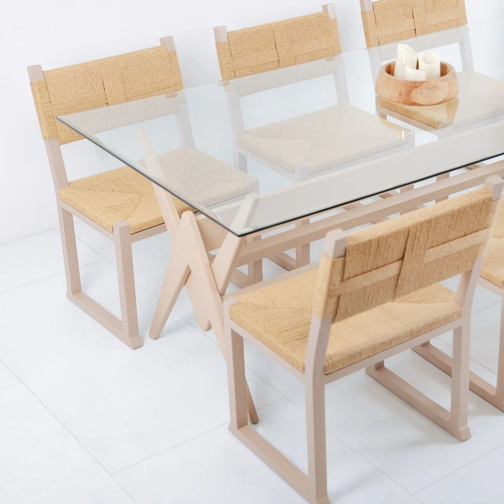 Ivory Teak and Seagrass Dining Chair