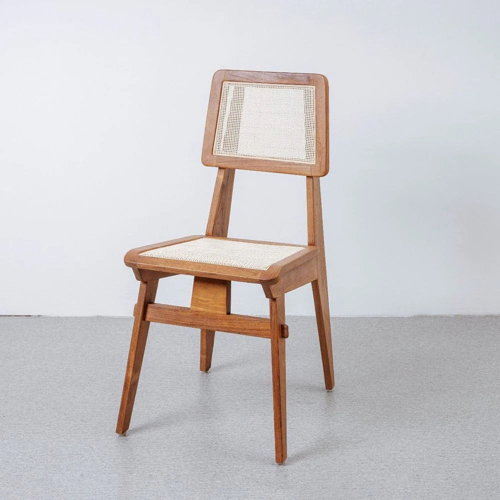 Solid Teak and Rattan Dining Chair