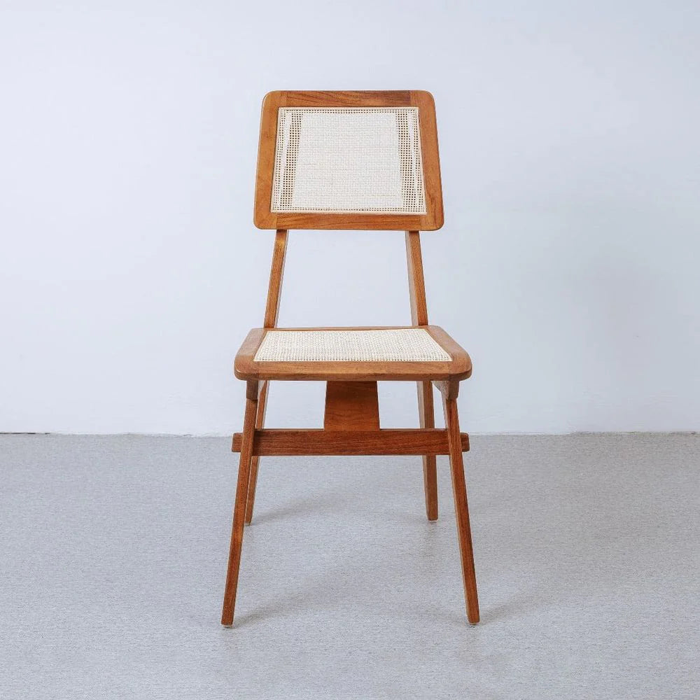 Solid Teak and Rattan Dining Chair