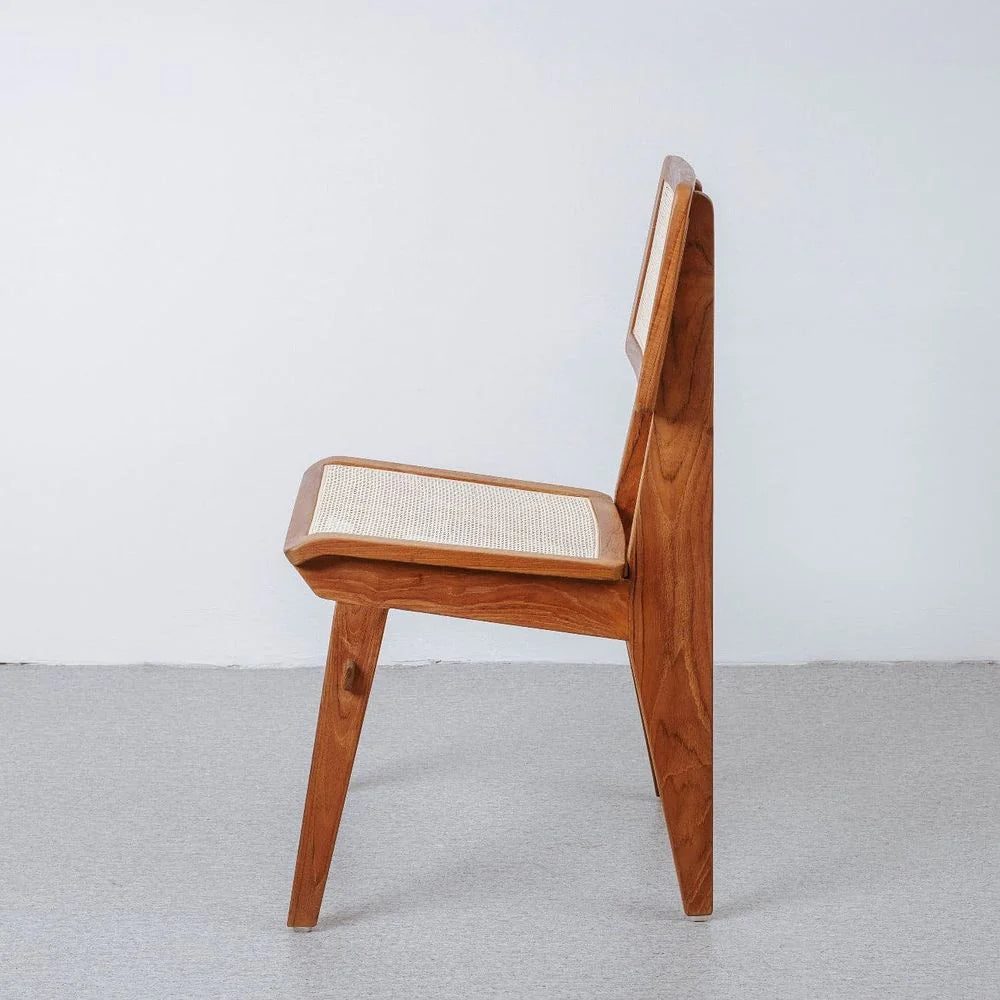 Solid Teak and Rattan Dining Chair