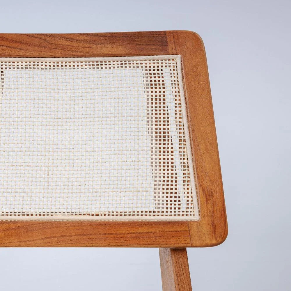 Solid Teak and Rattan Dining Chair