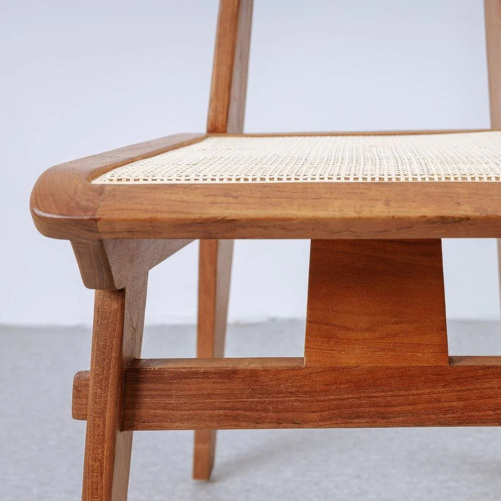 Solid Teak and Rattan Dining Chair