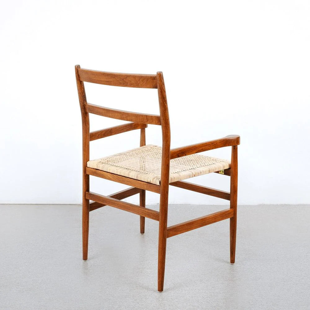 Natural Teak and Rattan Dining Armchair