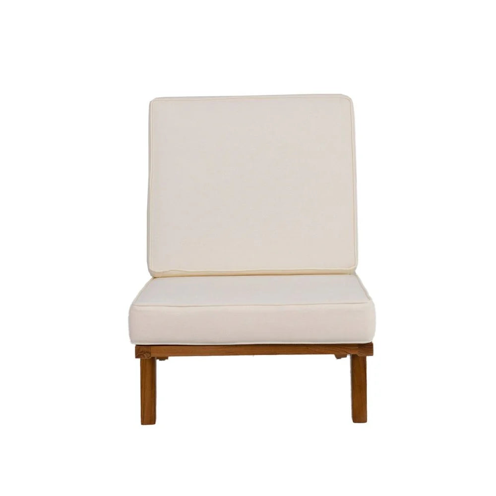 Beige Teak and Fabric Lounge Chair – FL1042BGE-SQ