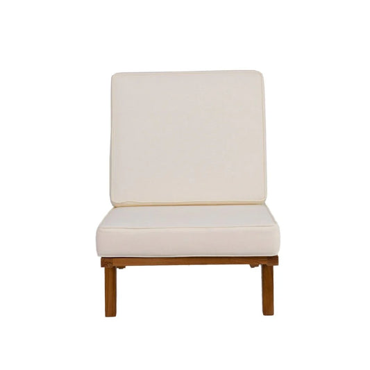 Beige Teak and Fabric Lounge Chair – FL1042BGE-SQ