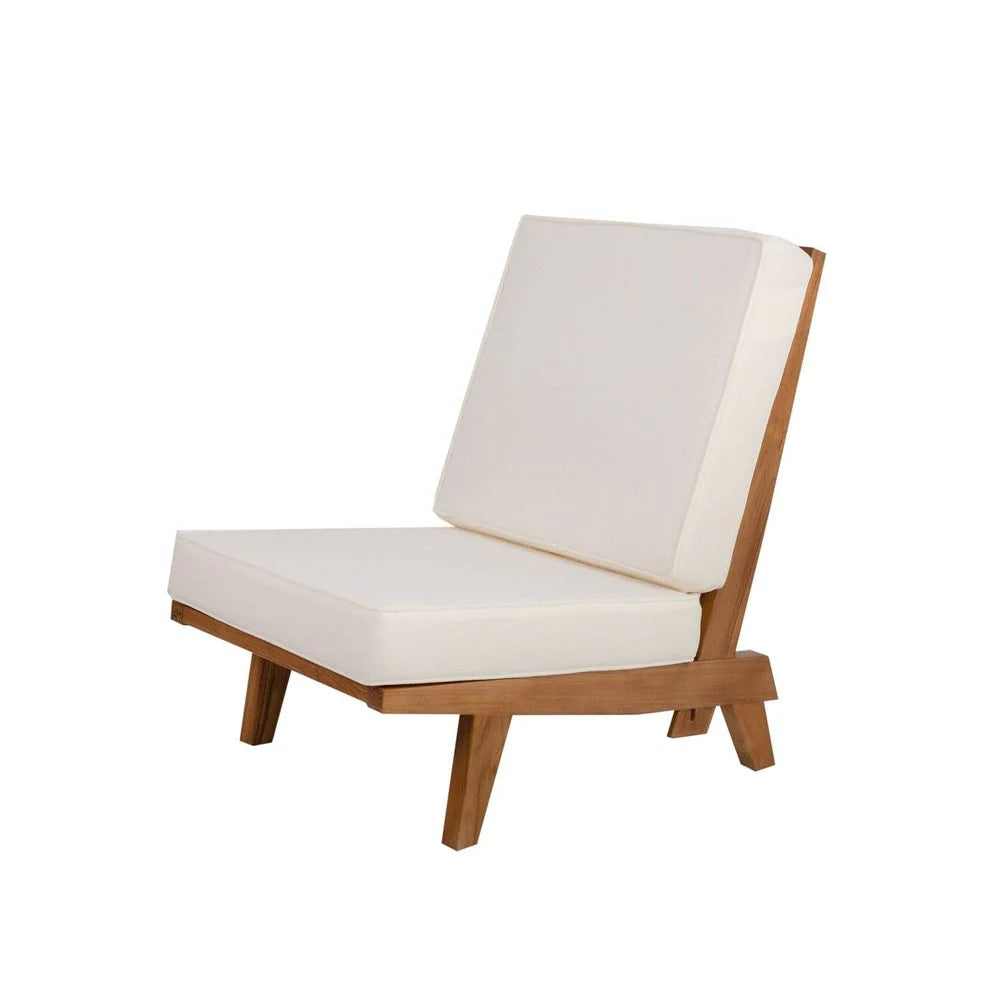 Beige Teak and Fabric Lounge Chair – FL1042BGE-SQ