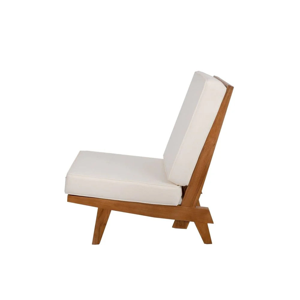Beige Teak and Fabric Lounge Chair – FL1042BGE-SQ