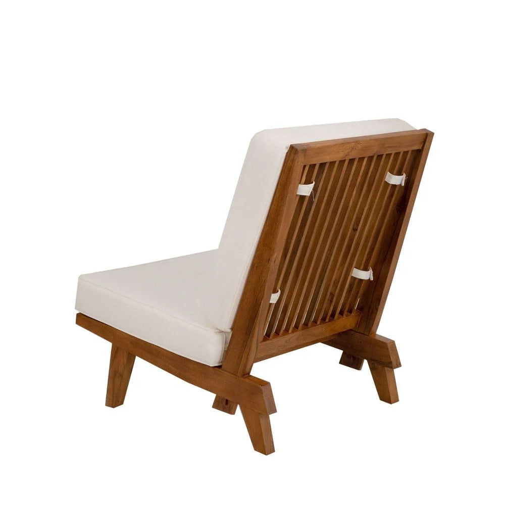 Beige Teak and Fabric Lounge Chair – FL1042BGE-SQ