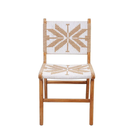 Teak and Linen Dining Chair