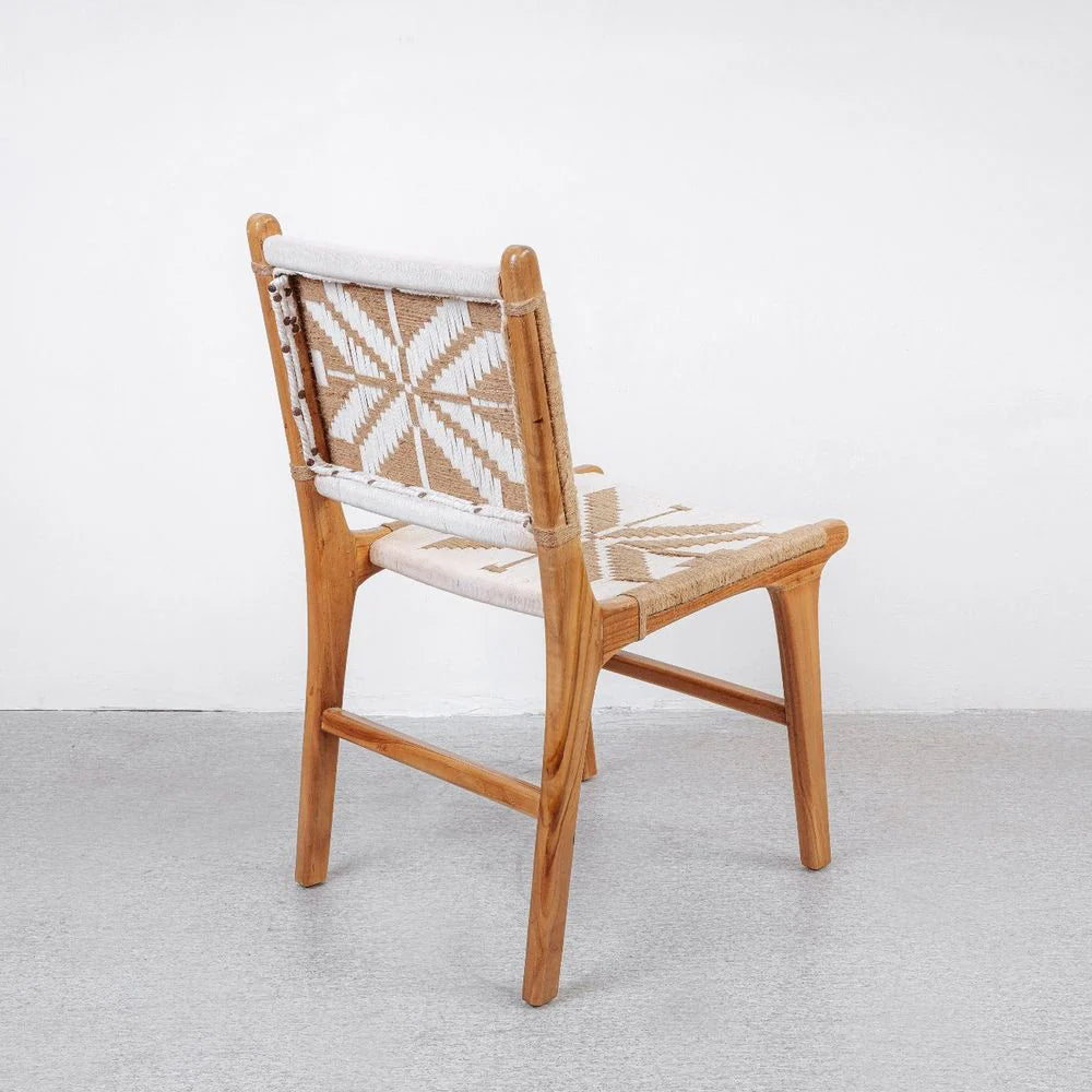 Teak and Linen Dining Chair