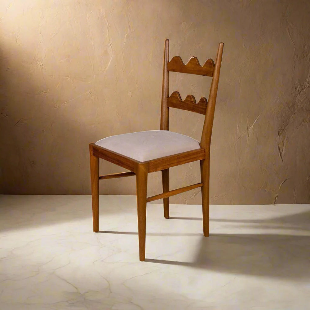 Natural Acacia and Fabric Dining Side Chair