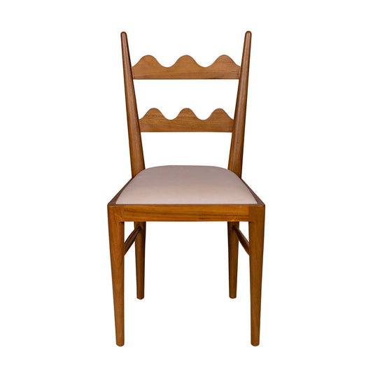 Natural Acacia and Fabric Dining Side Chair
