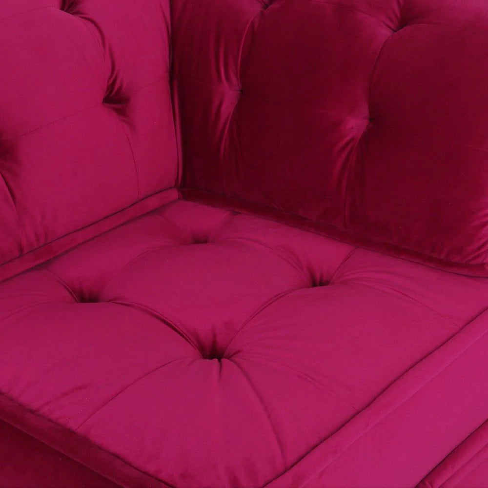 Red Wood and Fabric Sectional Corner Unit
