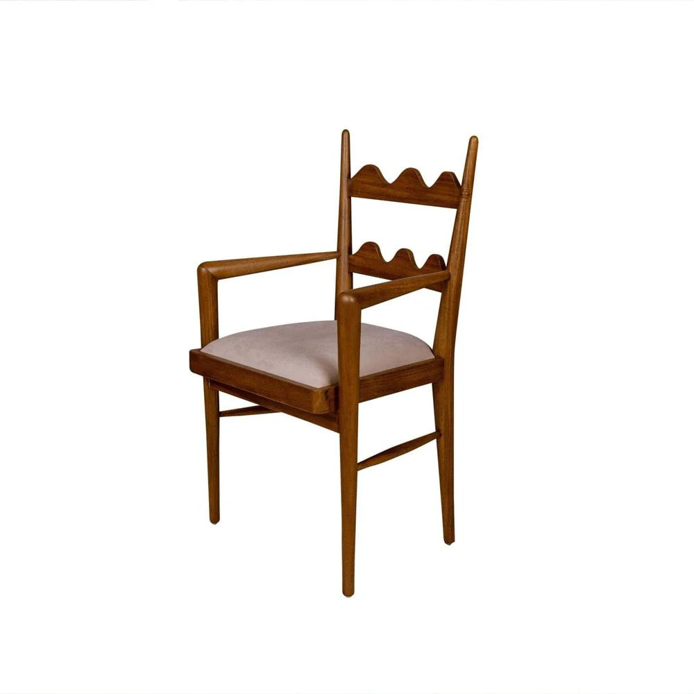 Natural Acacia and Fabric Dining Armchair