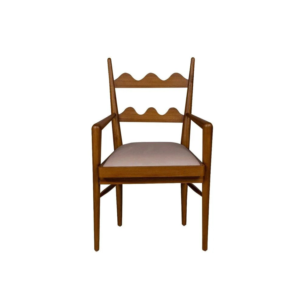 Natural Acacia and Fabric Dining Armchair
