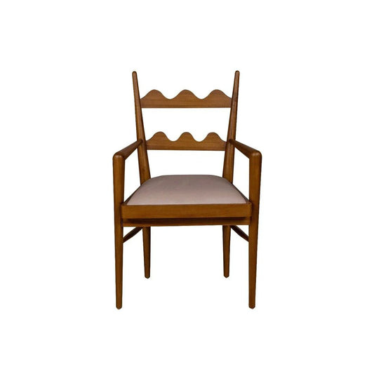 Natural Acacia and Fabric Dining Armchair