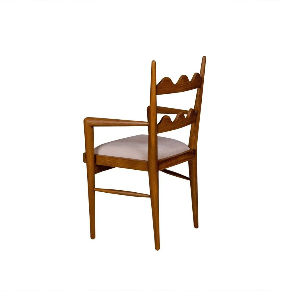 Natural Acacia and Fabric Dining Armchair