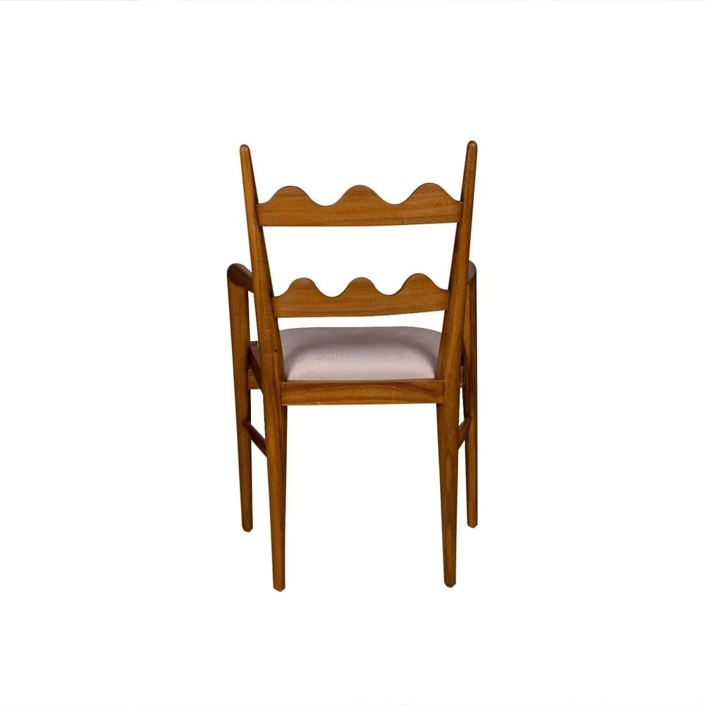 Natural Acacia and Fabric Dining Armchair