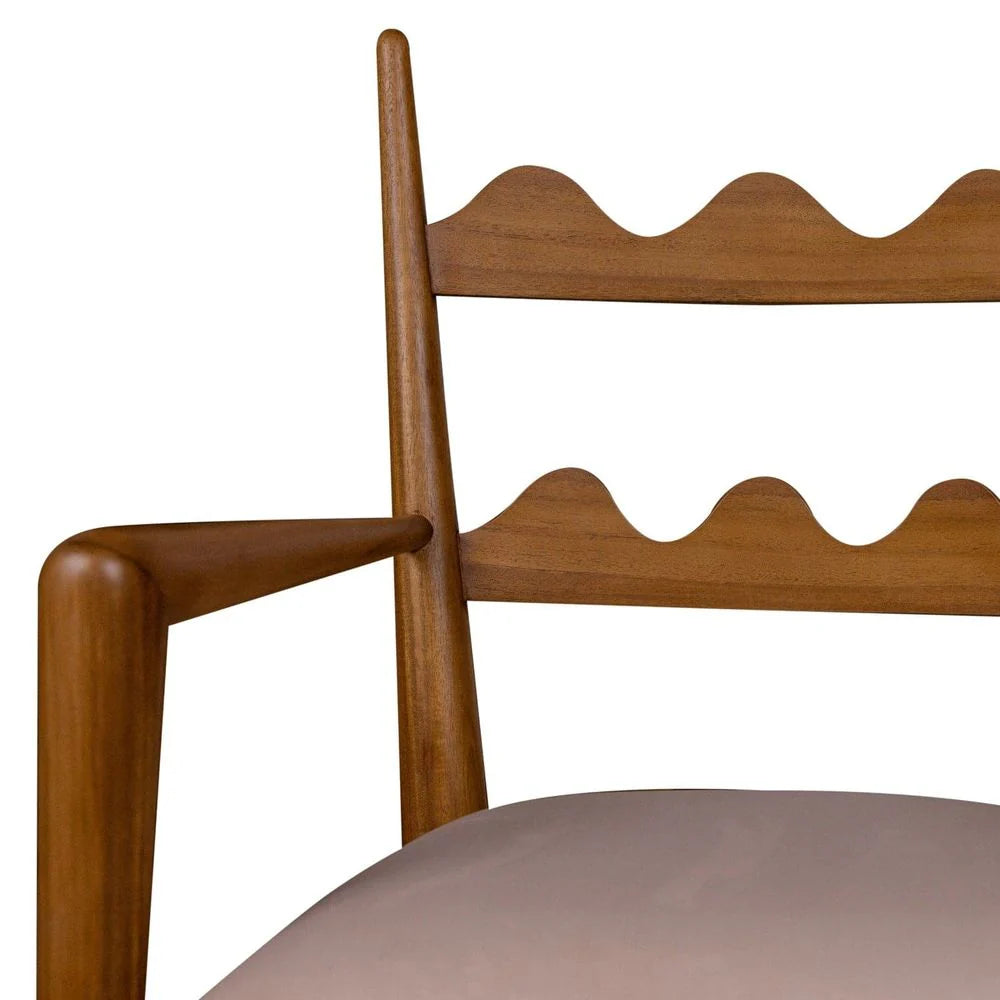 Natural Acacia and Fabric Dining Armchair