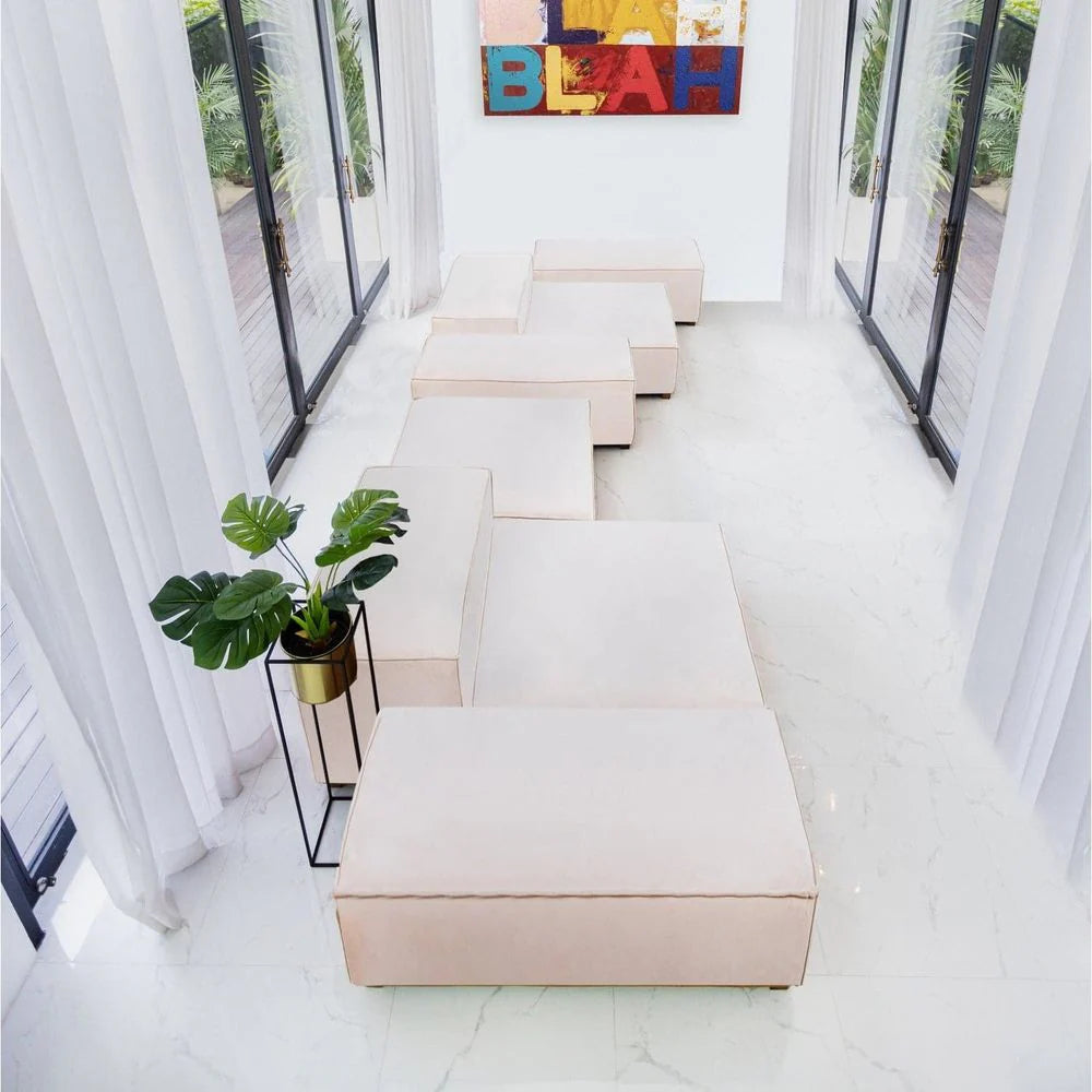 Beige Velvet Sectional Arm Module