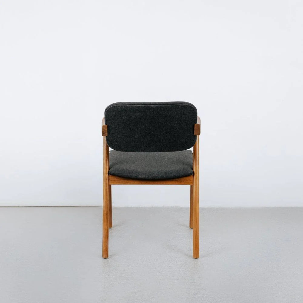 Teak and Fabric Dining Chair in Black and Natural