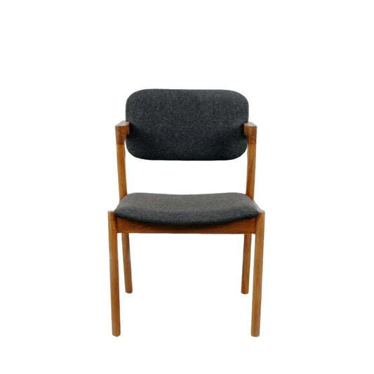 Teak and Fabric Dining Chair in Black and Natural