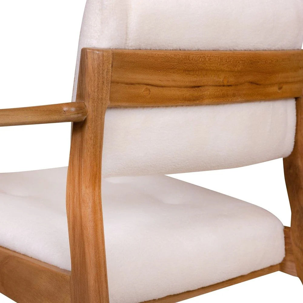Natural Teak and Fabric Dining Armchair