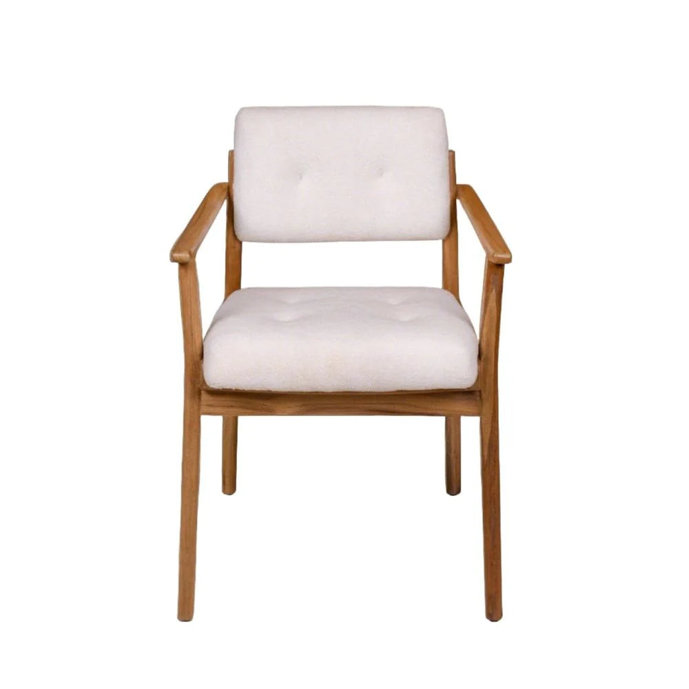 Natural Teak and Fabric Dining Armchair