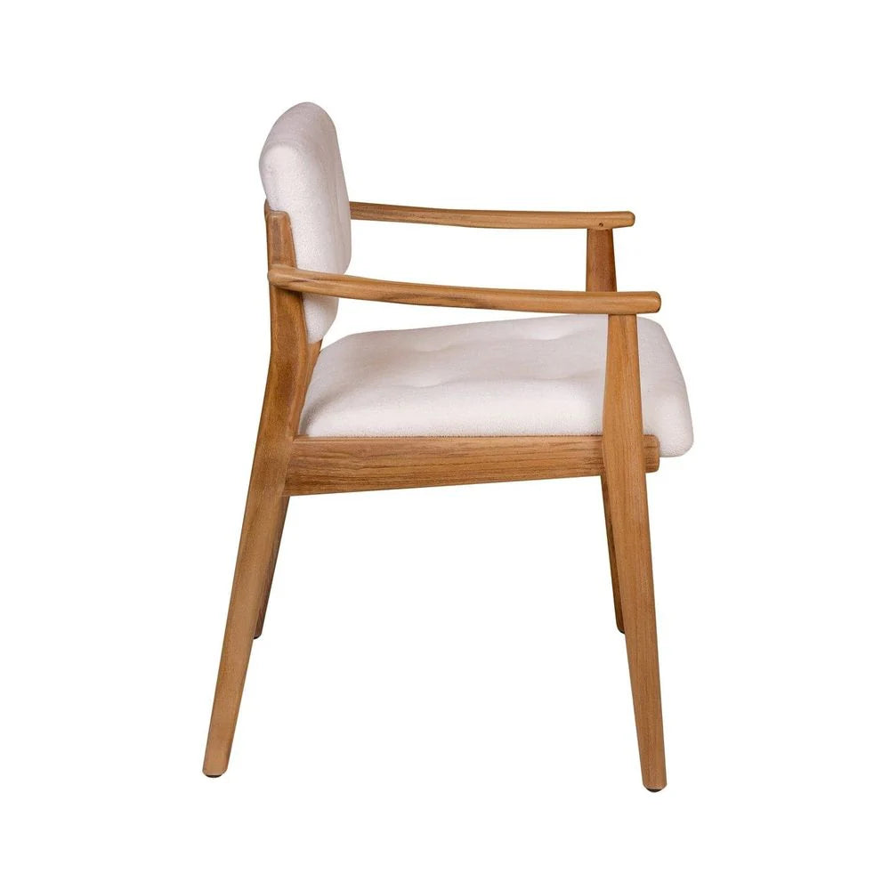 Natural Teak and Fabric Dining Armchair