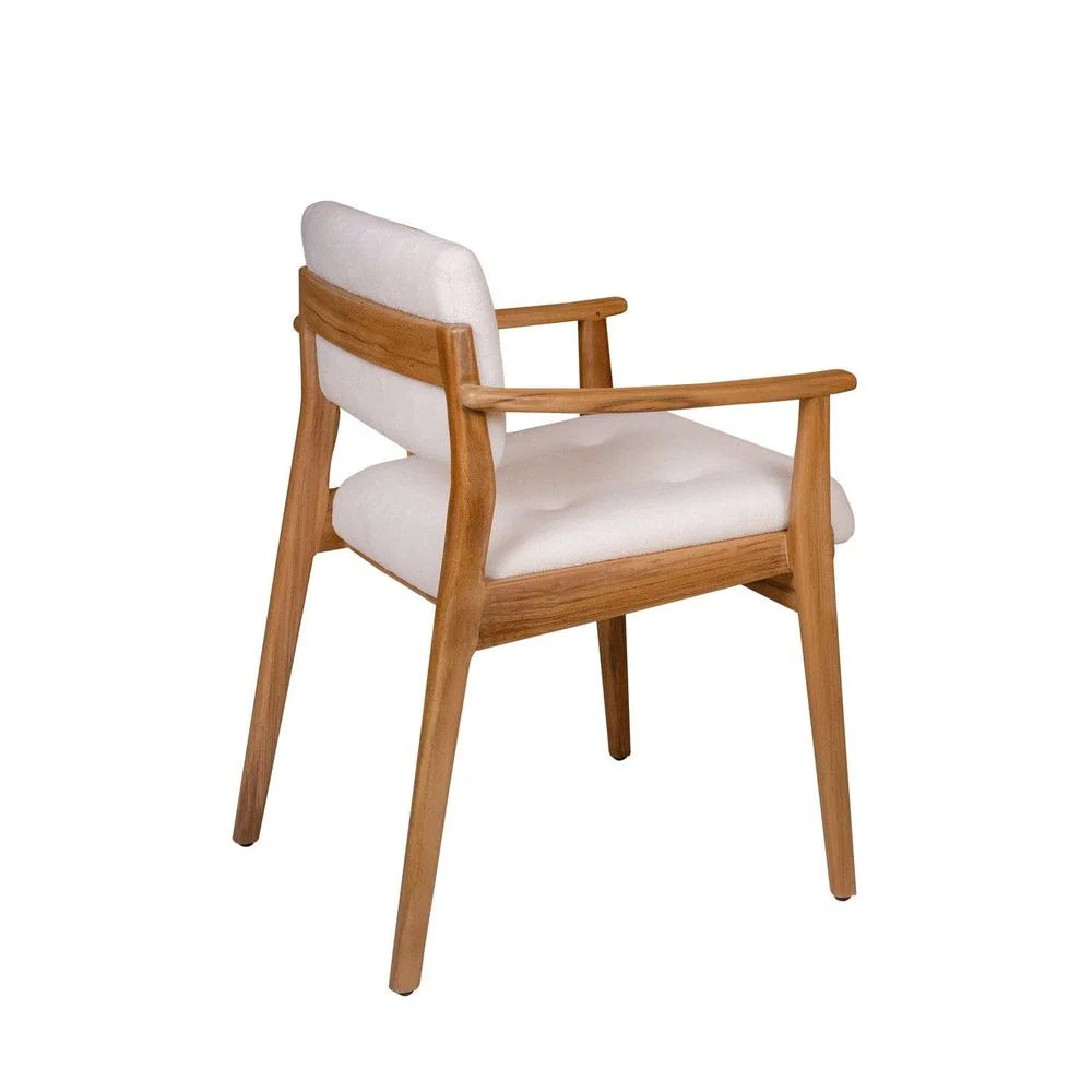 Natural Teak and Fabric Dining Armchair