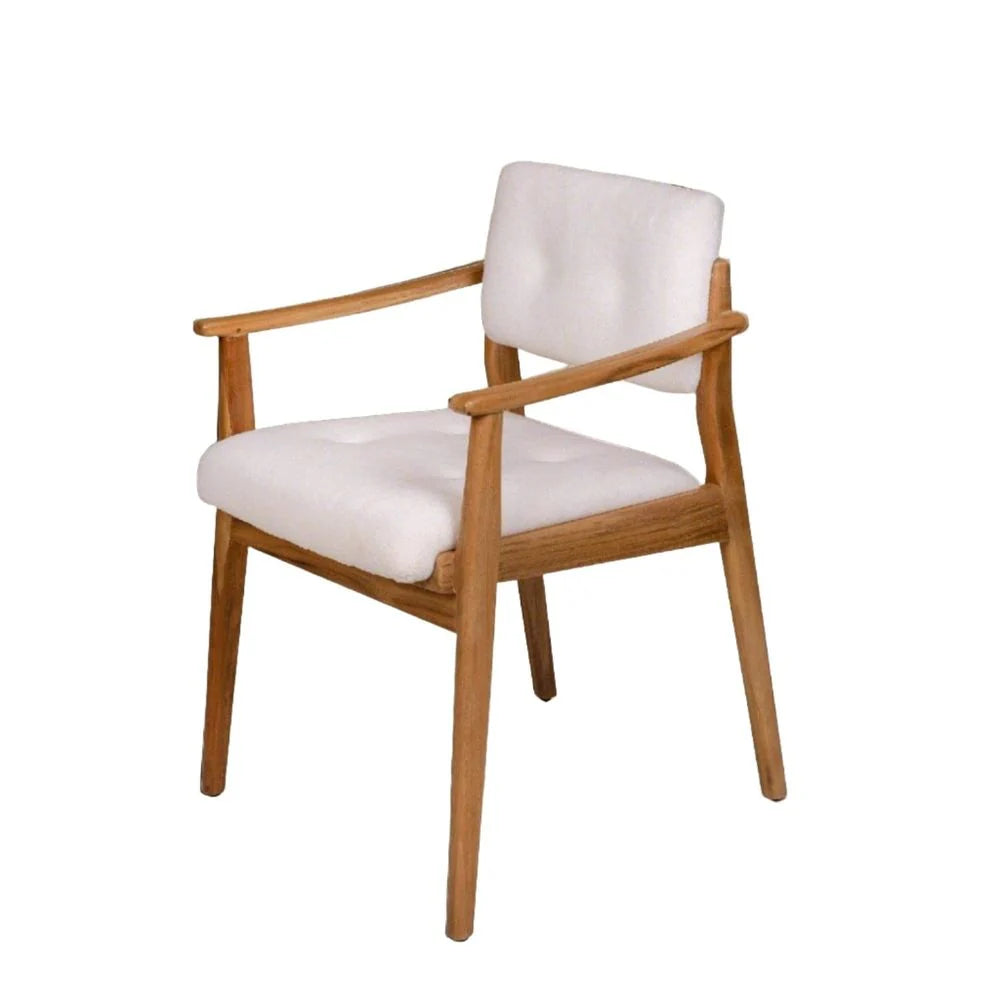 Natural Teak and Fabric Dining Armchair
