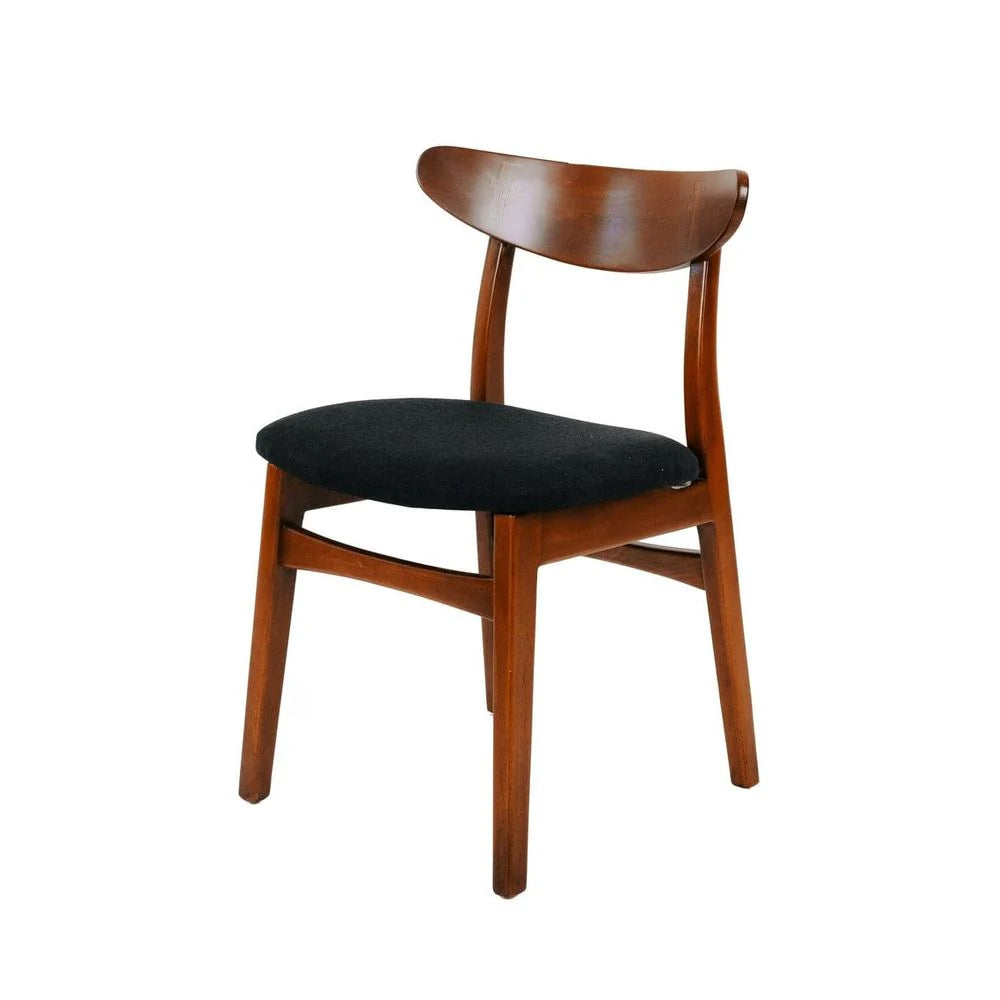 Black Mahogany and Fabric Dining Chair