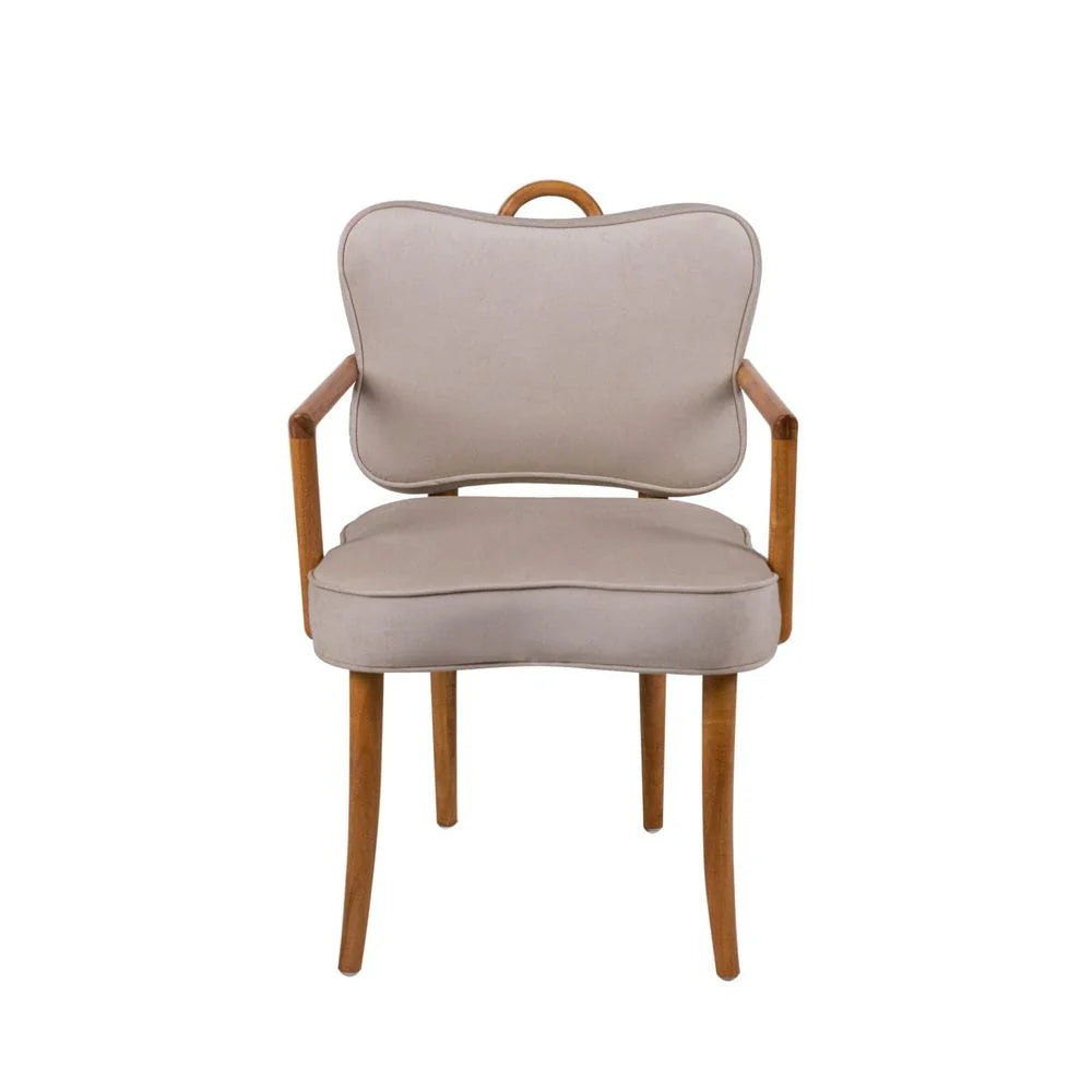 Acacia and Velvet Dining Chair in Natural and Beige – FL1087H-BGE-NEW