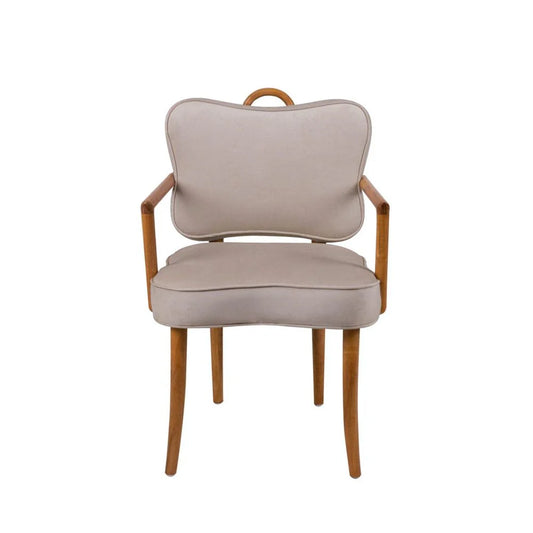 Acacia and Velvet Dining Chair in Natural and Beige – FL1087H-BGE-NEW
