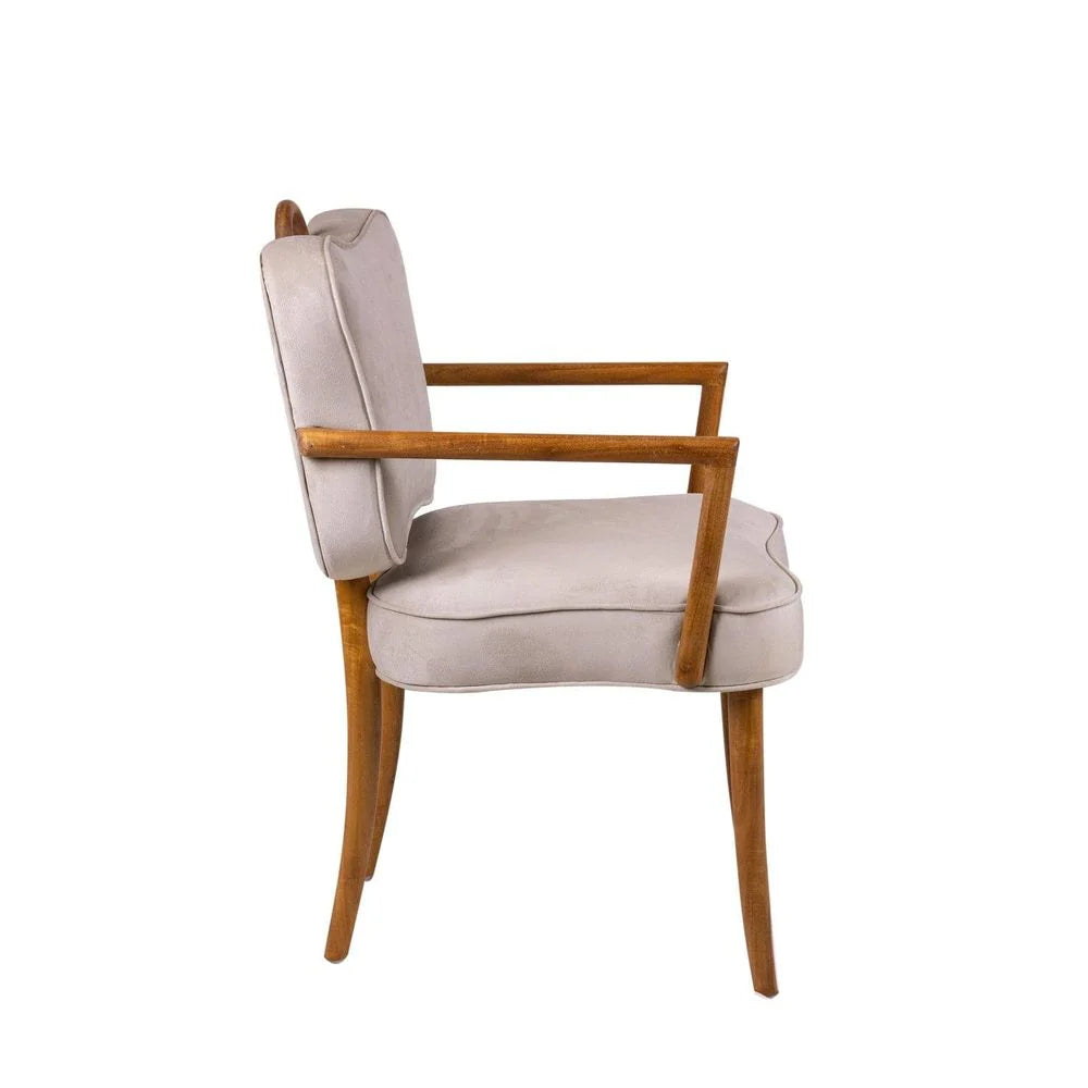 Acacia and Velvet Dining Chair in Natural and Beige – FL1087H-BGE-NEW