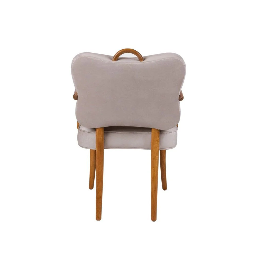 Acacia and Velvet Dining Chair in Natural and Beige – FL1087H-BGE-NEW